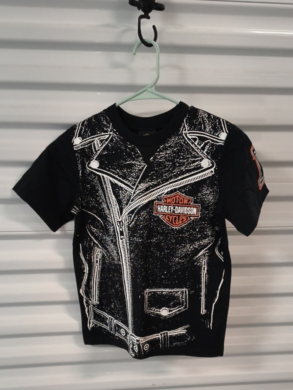 Harley-Davidson Big Boys' Size 8/10 Zipper Graphic T-Shirt Black 1092531